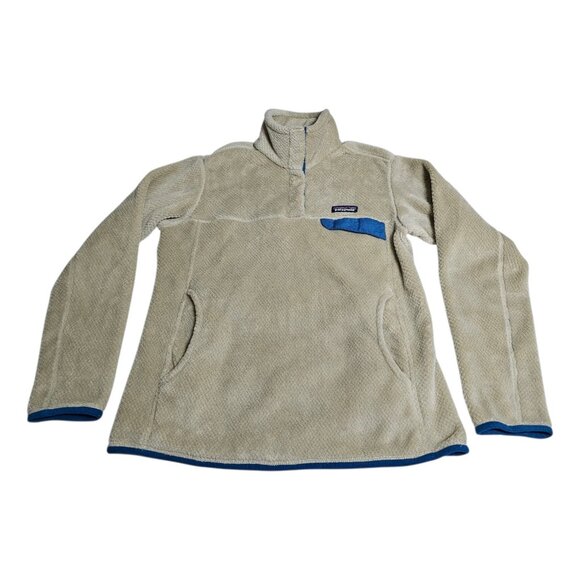 Patagonia Re-Tool Snap T Pullover Jacket Womens M Fleece Tan Pockets 25442 - Picture 1 of 8